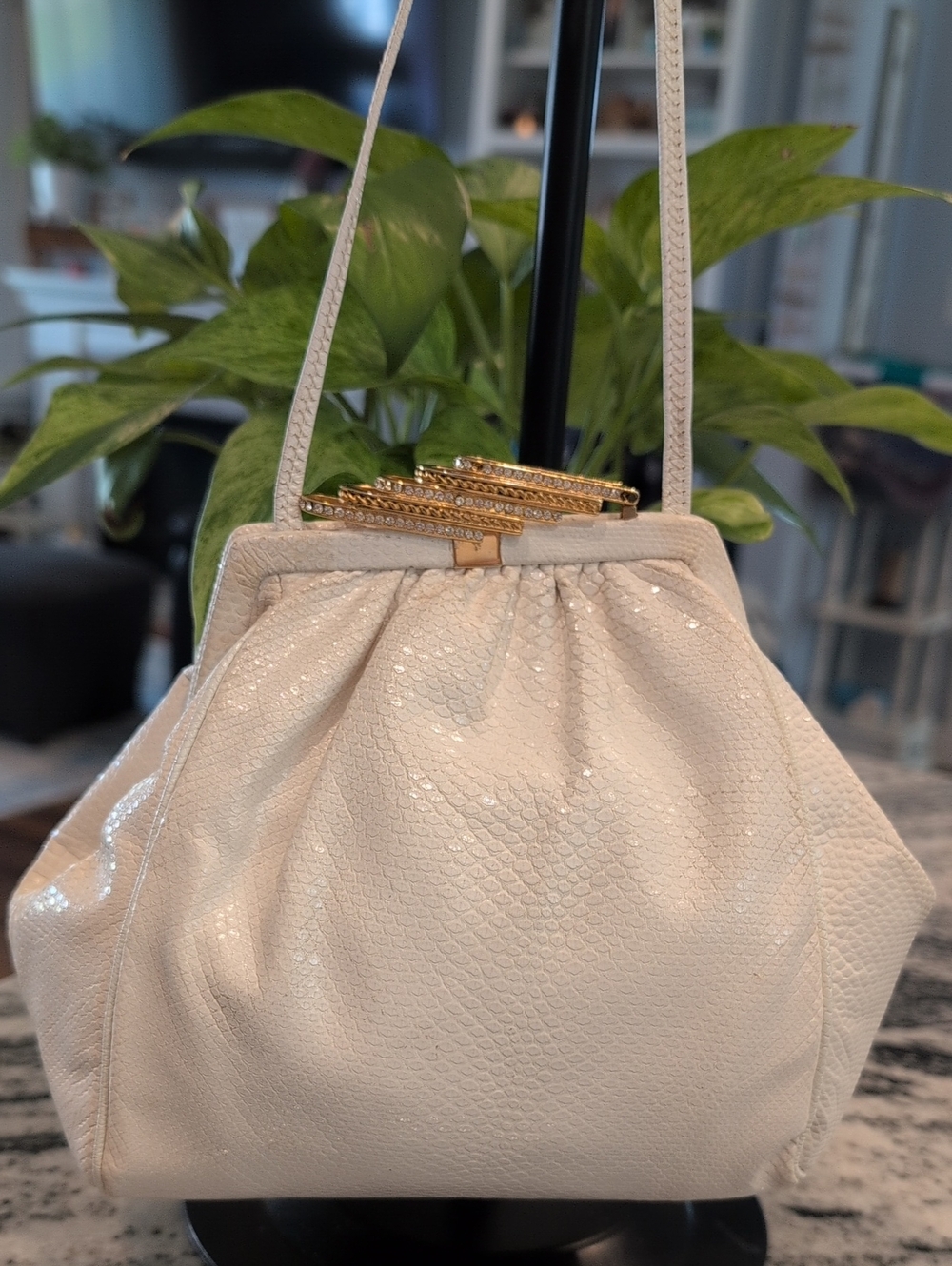 Sharif Embossed Clutch Crossbody with Unique Layered Clasp RARE - VINTAGE